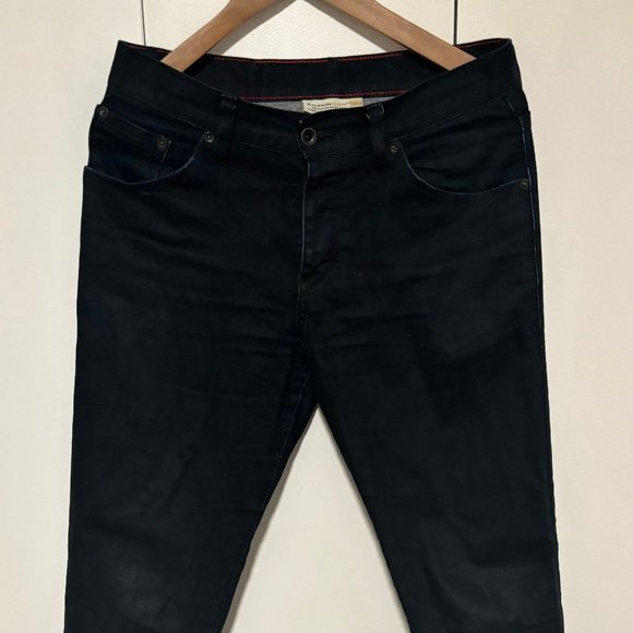 Raleigh Denim Slim Fit Raw Denim Button Fly Black Jeans Indigo Undertones 30 - Picture 1 of 10
